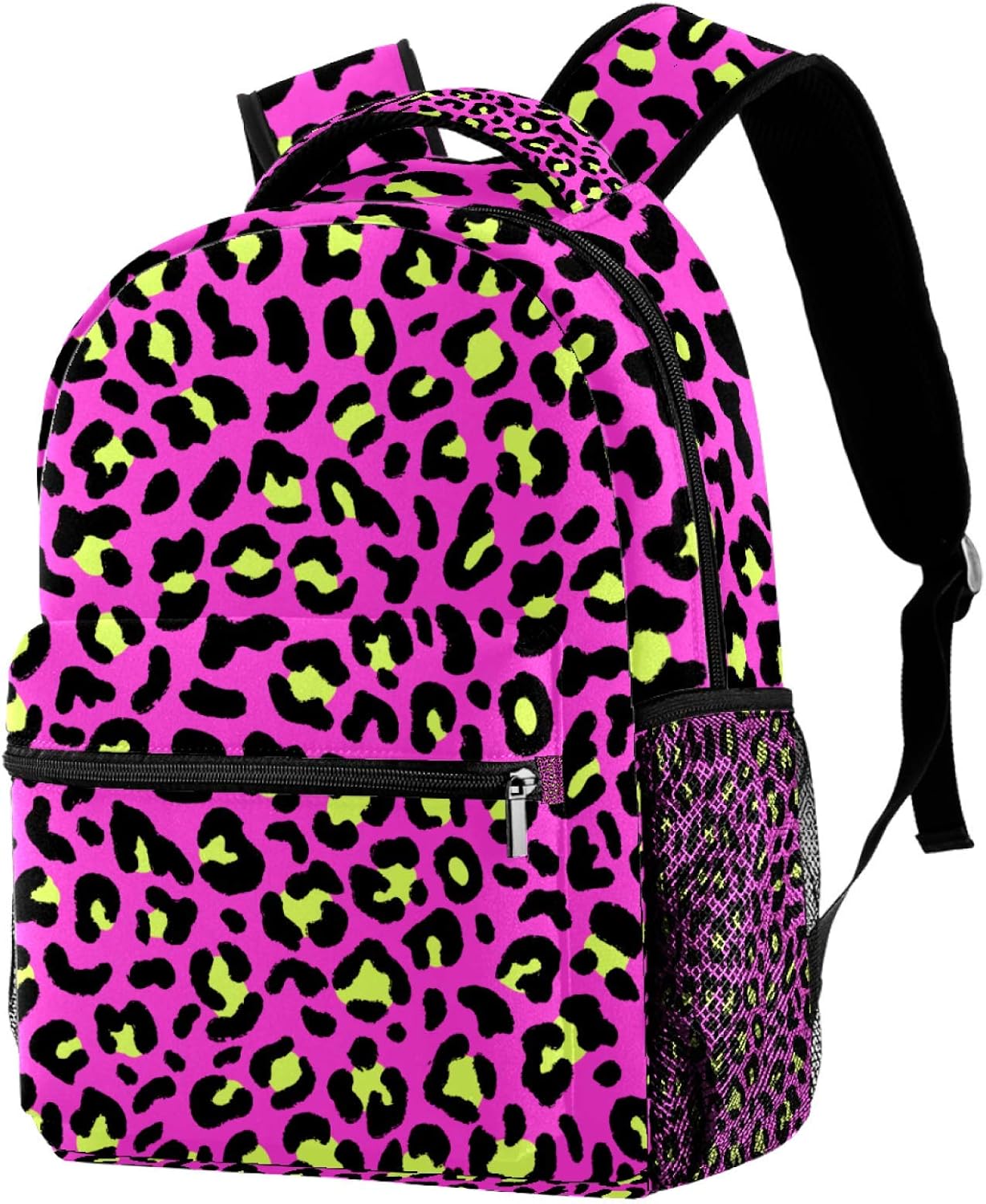 Pink Leopard Animal Print School Bookbags for Girls&Boys Backpack