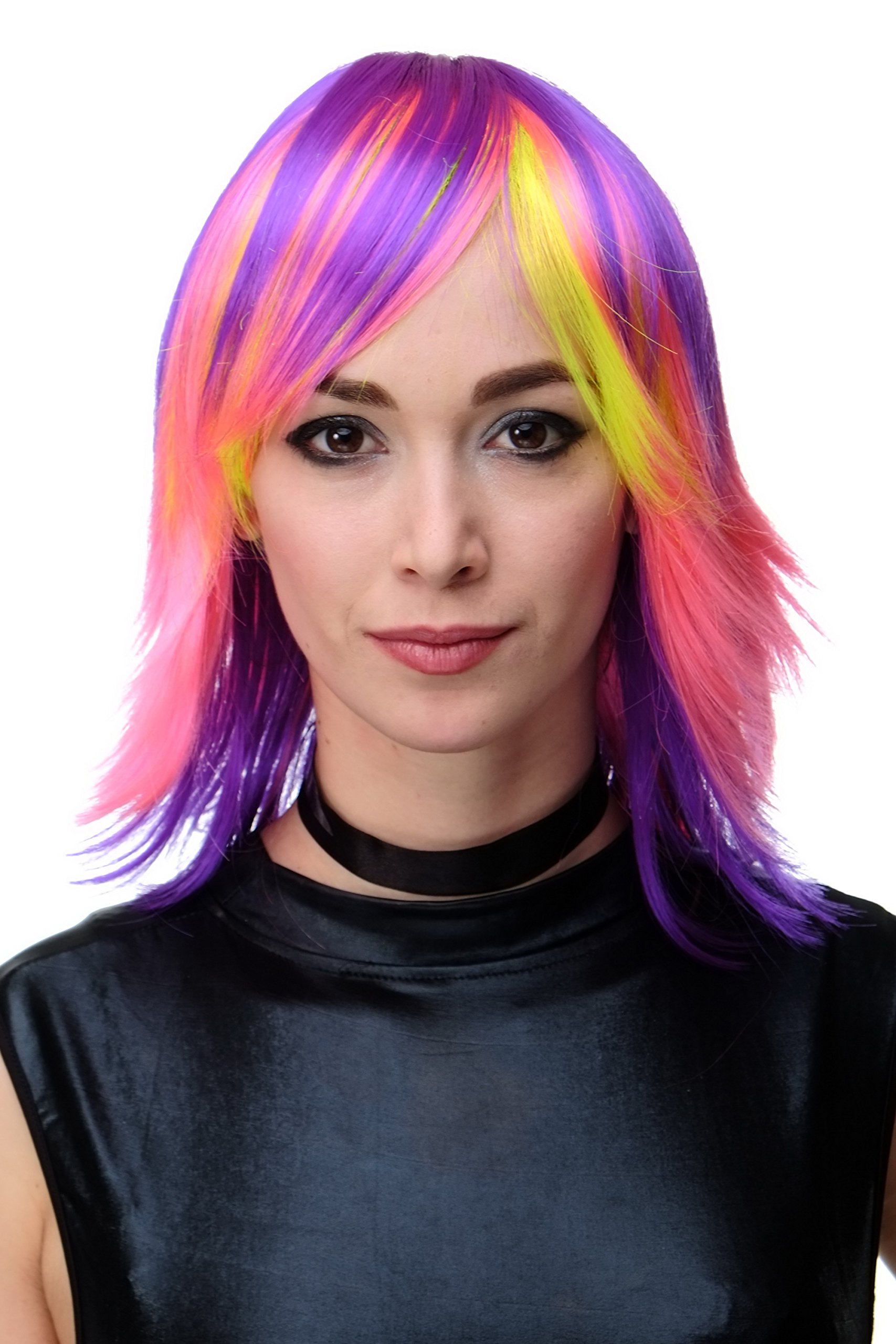 WIG ME UP - TYW60367 Lady Quality Wig wild GLAM psychedelic colours colourful bird of paradise purple pink yellow straight