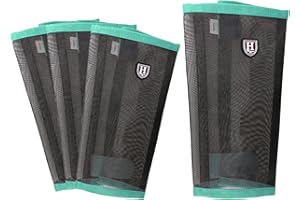 Harrison Howard Loose-Fitting Horse Fly Leggins Breathable, Tear-Resistant Fine Mesh Leg Guards Stay-on Comfortable Fly Boots (Set of 4) Mint Pony