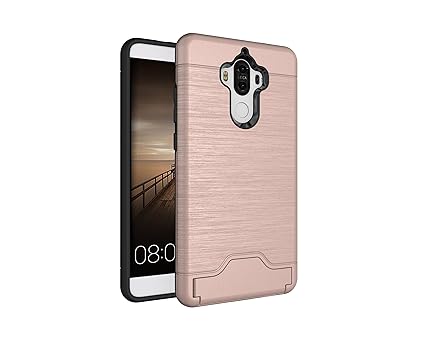 Cover für Huawei Mate 9 5.9 Zoll MHA-L09 Schutzcover aufstellbare Smartphone Hülle Hardcase mit Kartenfach (Bronze)