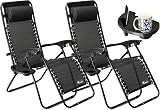 SUNMER Sun Lounger Garden Chairs Set of 2 Zero Gravity Chairs with Cup Holder