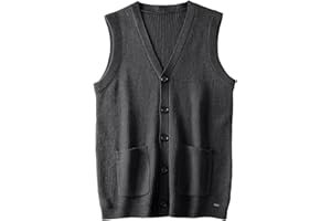 ZHILI Men's Sweater Vest V-Neck Sleeveless Knitted Cardigan DXL Big and Tall Vest
