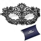 Masquerade Mask for Couples Women and Men - 3 Pack Venetian Gold and Black Lace, Mardi Gras Mask