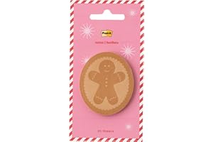 Post-it Jingle Sticky Notes, Gingerbread Man Design, 2 in. x 2.4 in., 1 Gingerbread-Shaped Christmas Themed Cute Sticky Note Pad with 50 Sheets