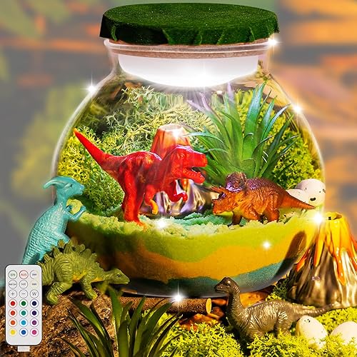 Winnrok Dinosaur Terrarium Kit, Dino Diy Night Light, Dinosaur Science Craft Kit, Birthday Gifts for Boys Kids 4 5 6 7 8-12 Year Old, Creative Toys