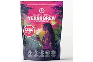 BACK TO PRIMAL Yerba Mate Instant Tea Powder - Strawberry Kiwi, 4-in-1 Functional Blend, Supports Energy, Focus and Gut Health - Nootropic, Prebiotic & Probiotic Mix with Vitamin B3, B6 & B12 | 30 Servings