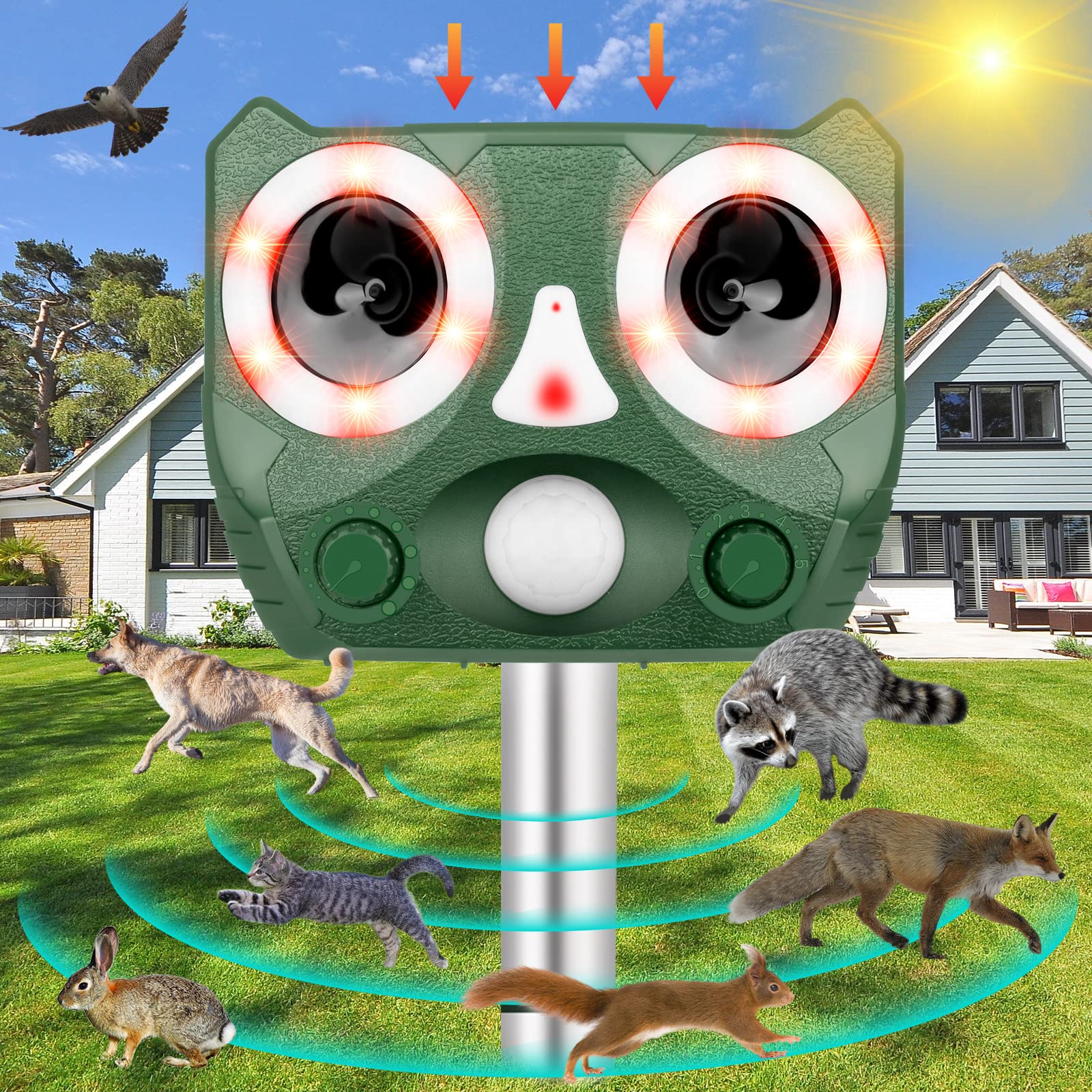 Solar powered ultrasonic animal repellent 2024 new ultrasonic animal