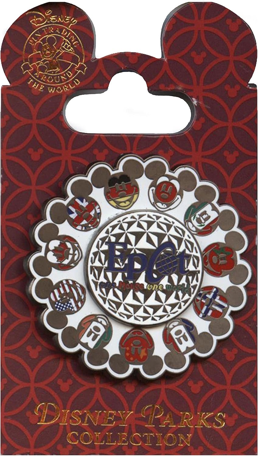 Disney Pin One Mouse One World Epcot Flags Spinner: Toys & Games