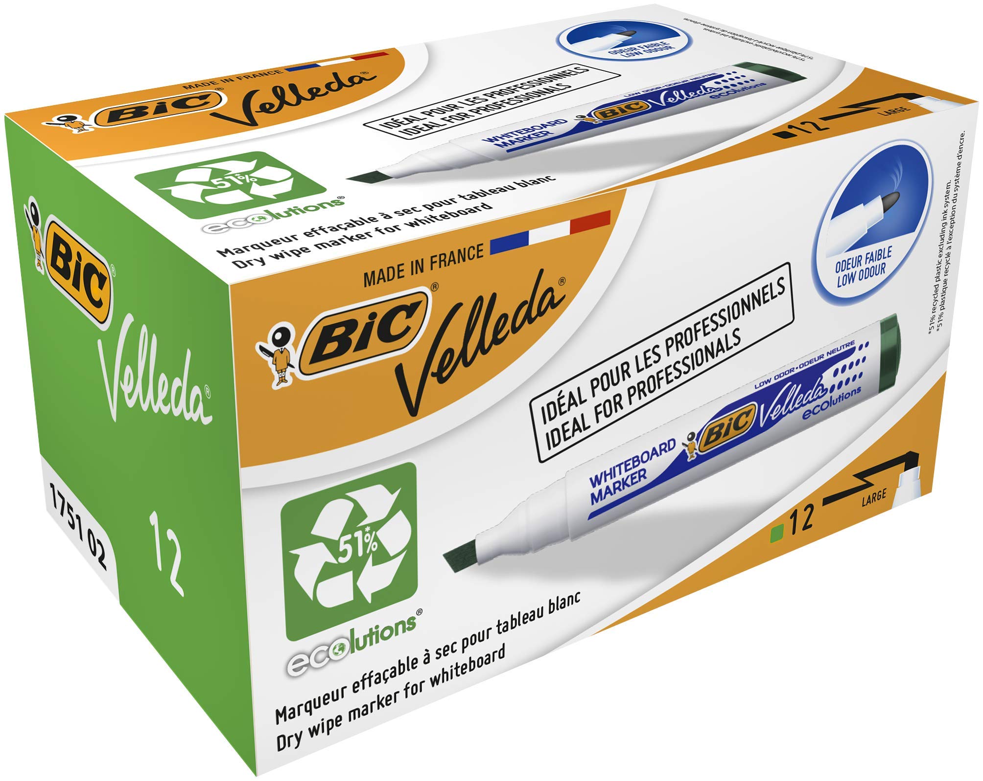 BIC Velleda 1751 ECOlutions Whiteboard Markers Green 12 Box