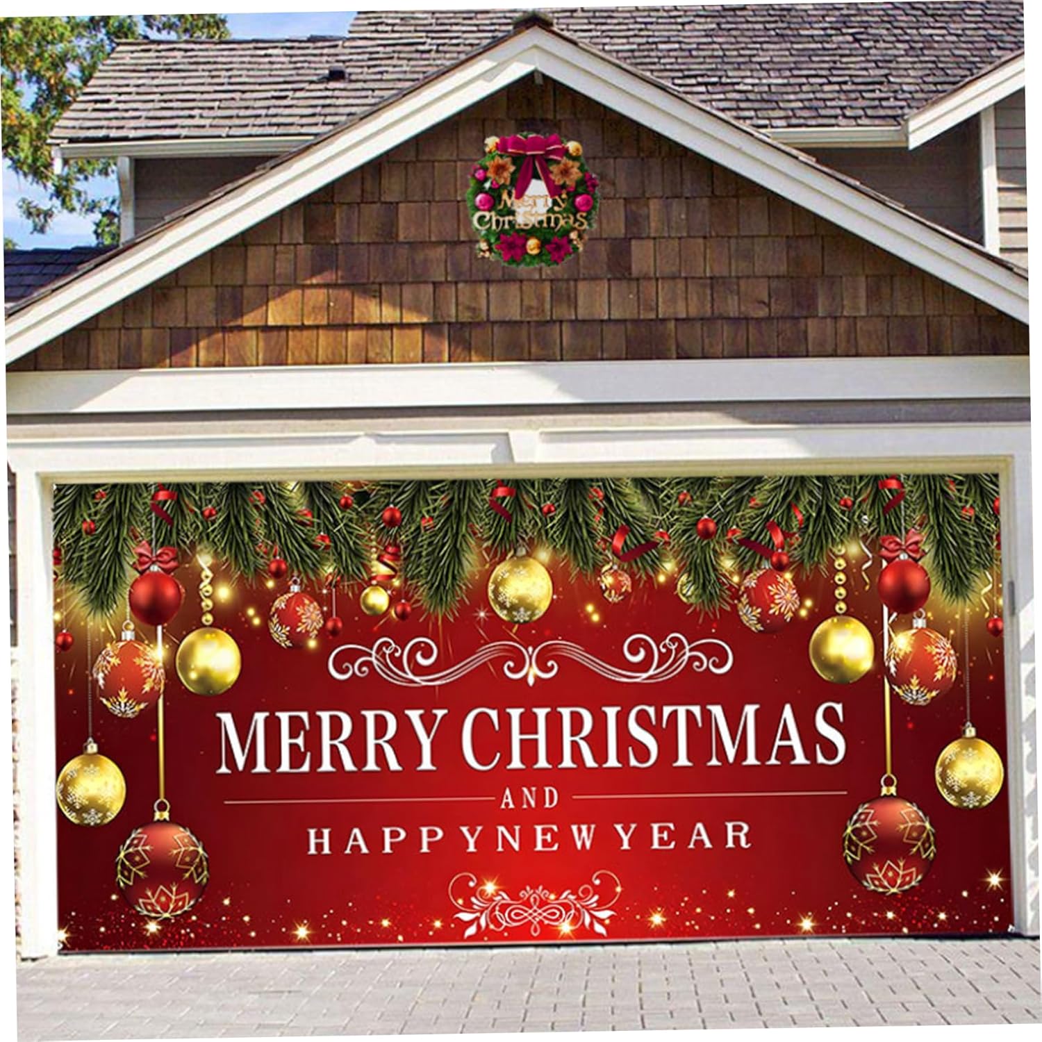 Garage Door Decorations - Christmas Garage Door Banner Decorations, Christmas Garage Door Cover 7x16ft Large 
