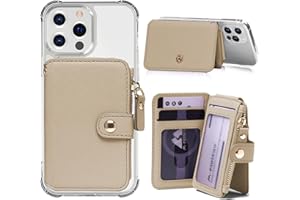 M-Plateau Phone Wallet Stick On, Credit Card Holder for Women Attachable 3M Sticker,Phone Card Holder Compatible with iphone 15 pro case and Most Smartphones (Khaki)