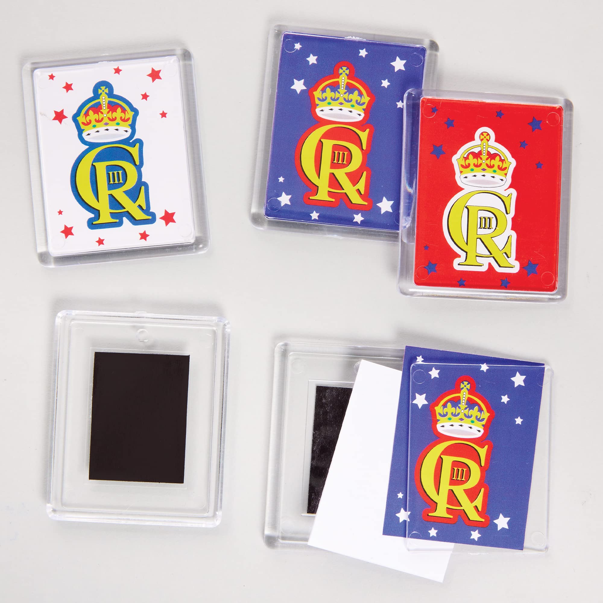 Baker Ross CN116 Kings Coronation Commemorative Magnets - Pack of 6, Magnets for Kings Coronation Parties and Party Bag Fillers