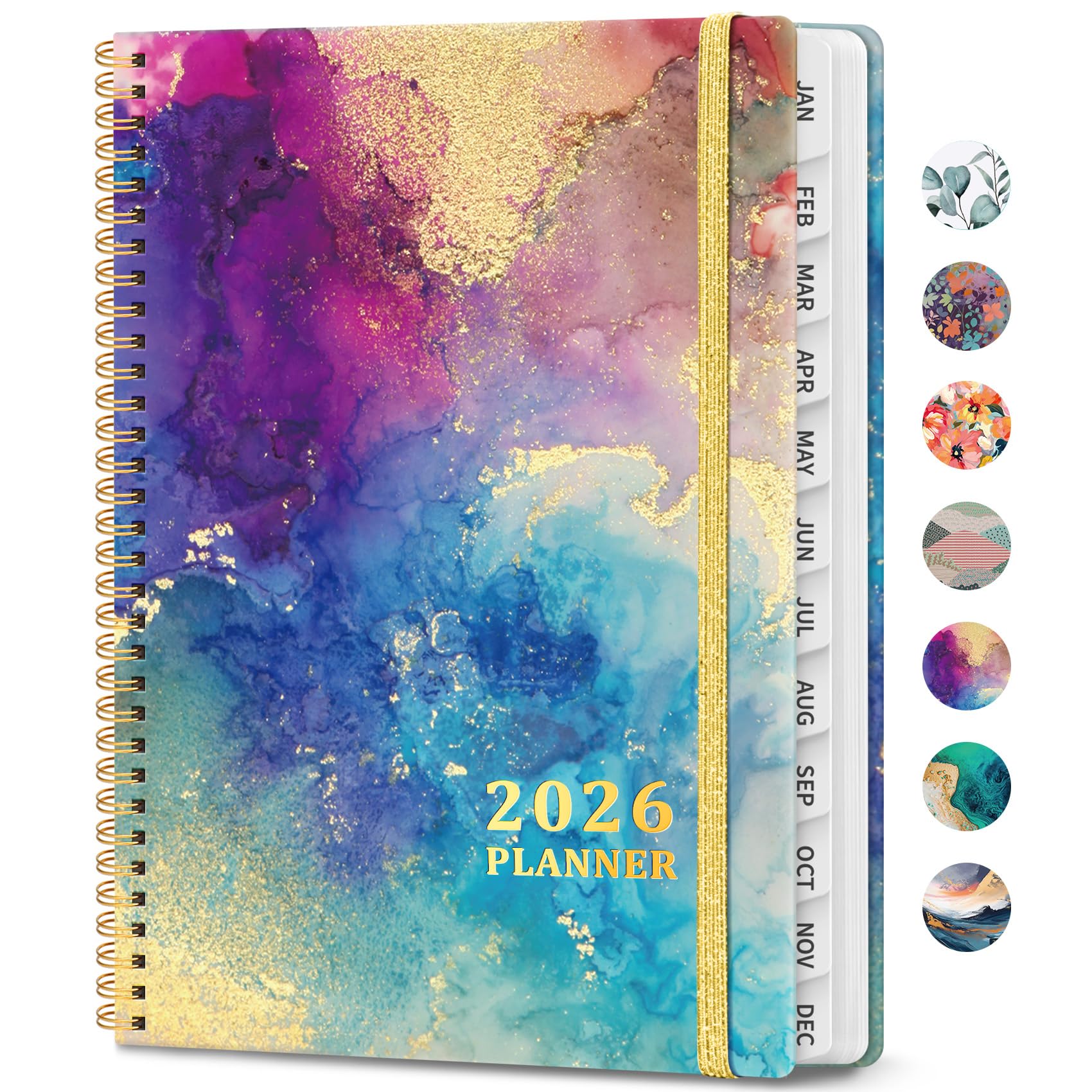 Photo 1 of 2026 Planner, Weekly and Monthly Calendar Planner Book, January 2026 - December 2026, Hardcover Spiral Planner with Monthly Tabs, Notes Pages, Perfect for Women & Men, A5 (6.4" x 8.5") - Gold