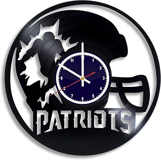 Amazon Com Buhnemoshop New England Patriots Handmade Vinyl Record Wall Clock New England Patriots Wall Poster Unique Kitchen Decor Ideas New England Patriots Gift For Him And Her Home Kitchen