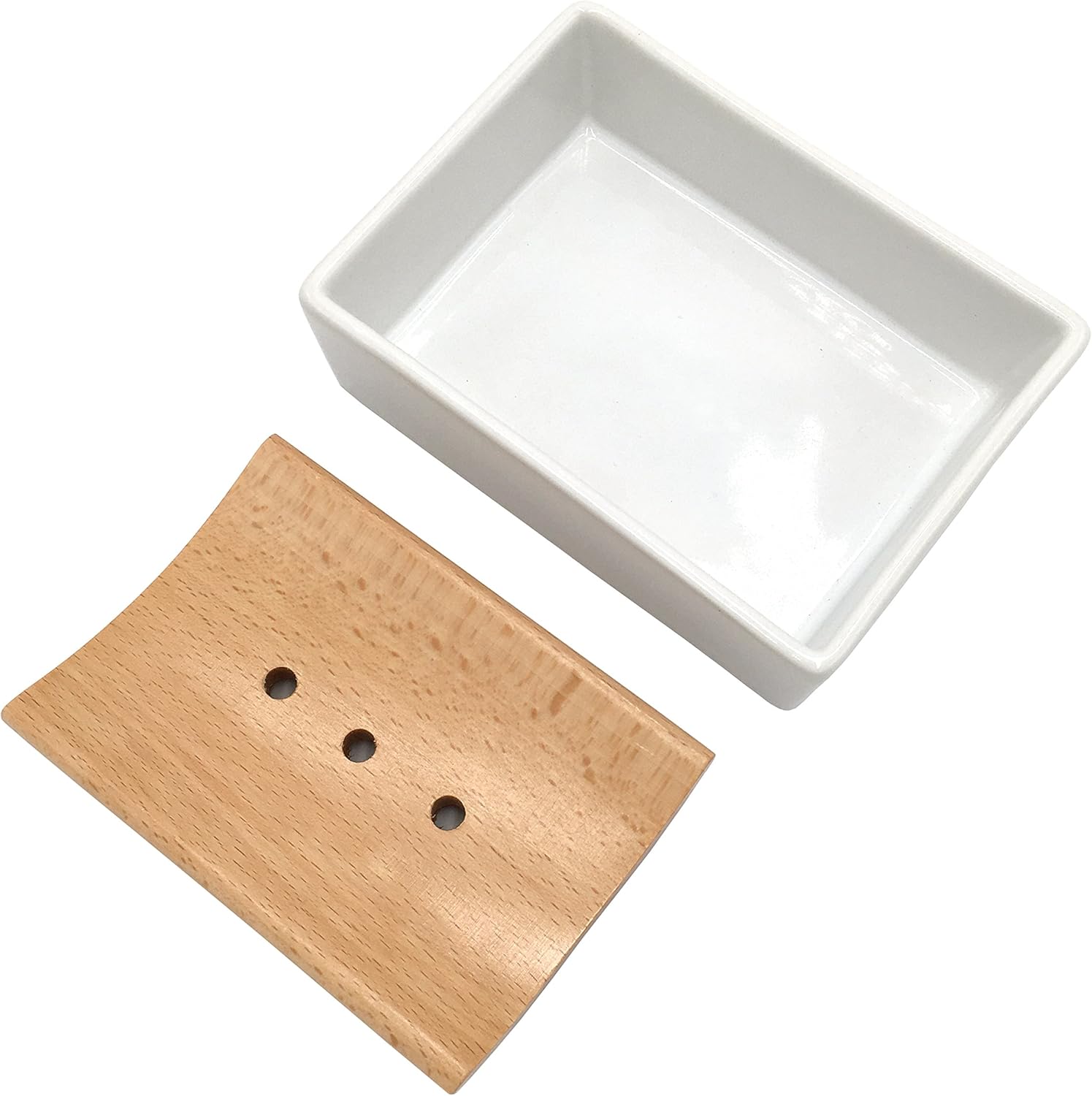 lofekea Ceramic Soap Dish Soap Holder for Bathroom and Shower Double