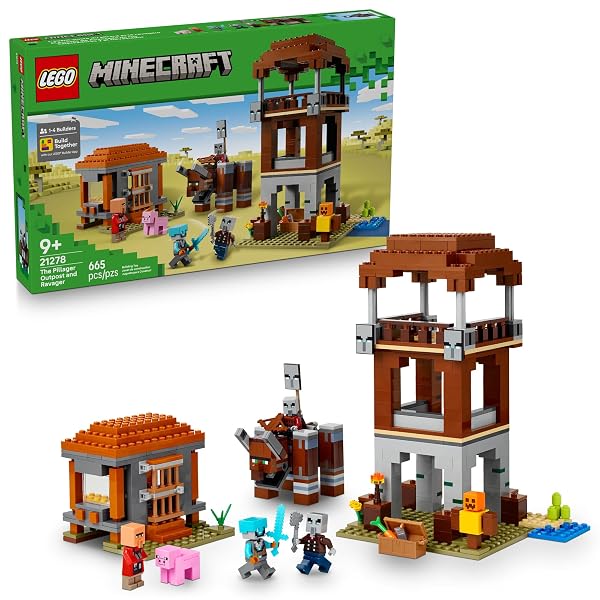 LEGO MINECRAFT THE PILLAGER OUTPOST AND RAVAGER BUILDING TOY – VIDEO GAME BUILDING BLOCKS FOR KIDS, BOYS & GIRLS, AGES 9+ – INCLUDES SPACE SENTINEL & 3 MINIFIGURES – GIFT IDEA FOR GAMERS – 21278