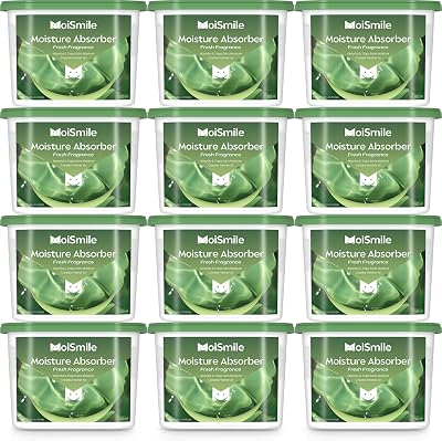Moismile Moisture Absorbers 12 Packs, 10.8OZ Fresh Scent Efficient Humidity Absorber & Odor Eliminator Boxes, Refillable Car Dehumidifier for Closet, Bathroom, Basement& RV