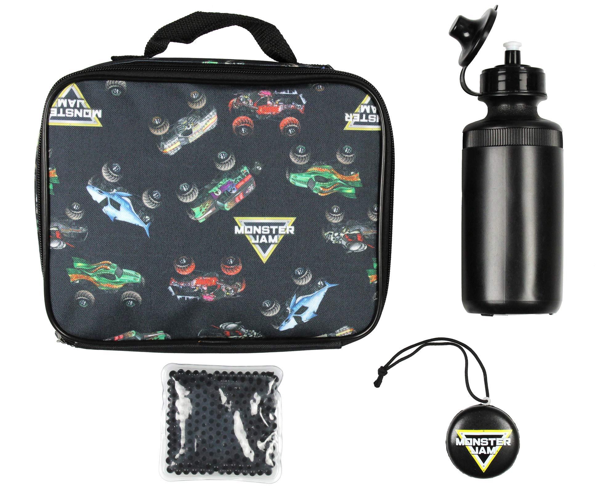 INTIMO Monster Jam Megalodon Grave Digger Max-D Monster Trucks Backpack Lunch Bag Water Bottle Ice Pack 5 Piece Mega Set