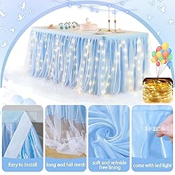 Shillance 14ft Baby Blue Tulle Table Skirt for Baby