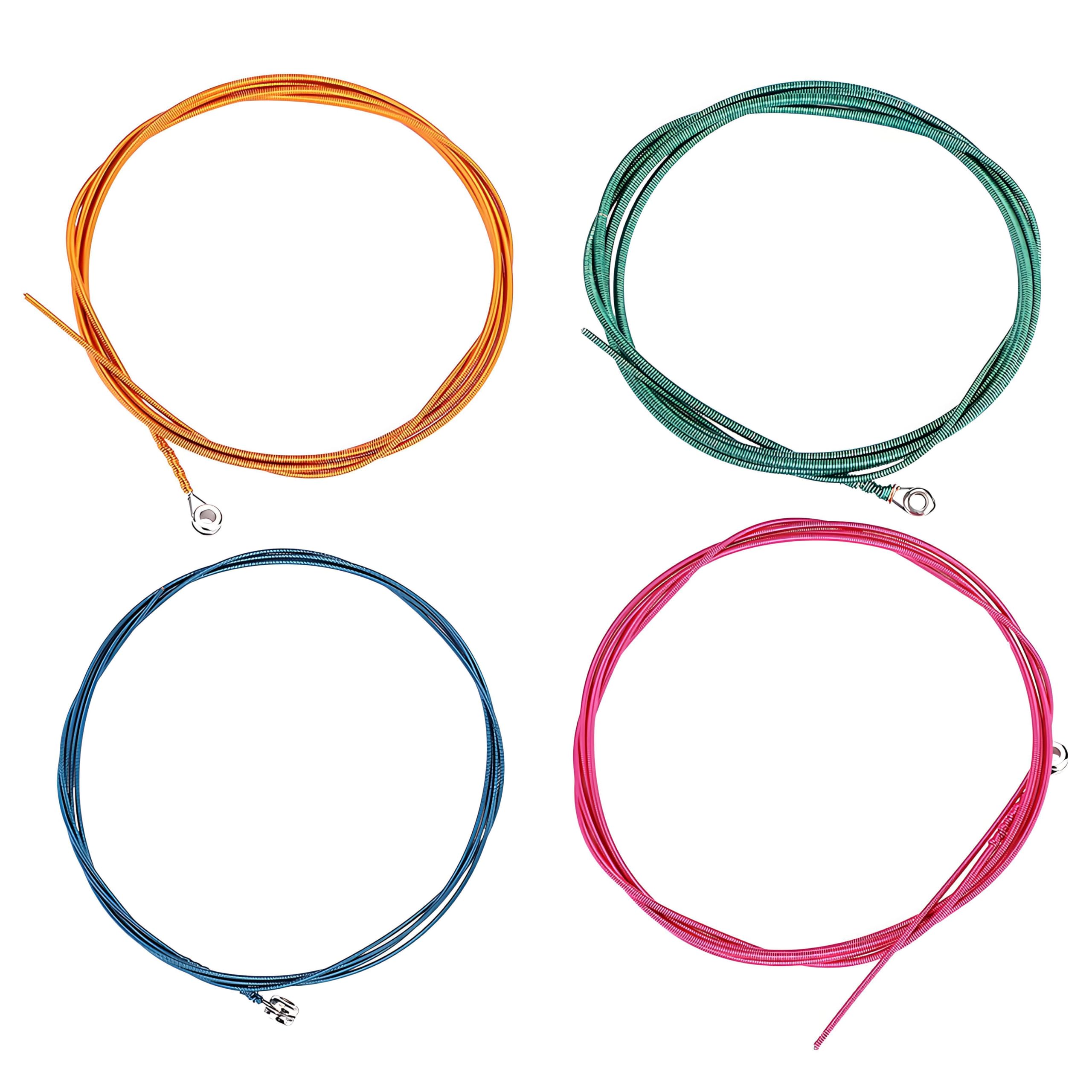 Dilwe 4-String Electric Bass Strings, Nickel Wound Steel Core with Colorful Coating, 4 Pcs/Set for Bass Guitar, Smooth & Durable Strings
