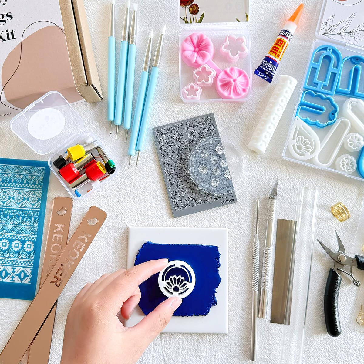 Keoker 123 PCS Clay Earring Making Kit, Polymer Clay Jewelry Making Kit for Teens and Adults, Fashion Designer Kits, Polymer Clay Earrings Kit Crafts, Great Gifts