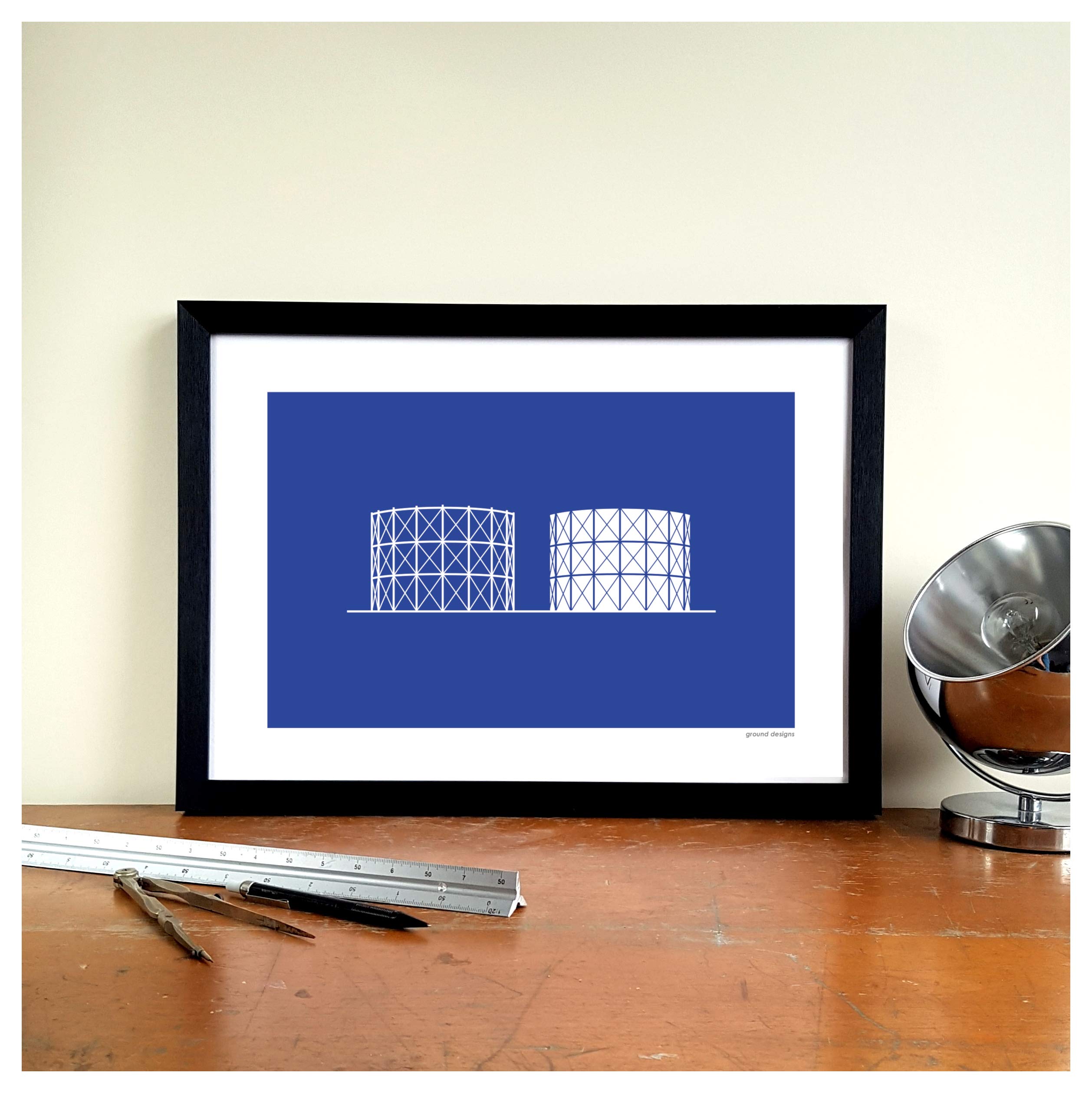 GroundDesigns Bristol Rovers FC Gift Eastville GASOMETERS Football Art Print