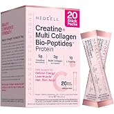 NeoCell Creatine Collagen Powder | 20 Stick Packs | With Multi Collagen Peptides | Plus L-Taurine | Unflavored | Hair, Skin, and Nails Supplement