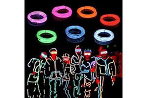 melndiea EL Wire 7 Pack-9.8ft Portable Neon Rope Lights Strip-Wearable Battery Pack Body Lights-360°Illumination-Super Bright-Cuttable-DIY Halloween Christmas Festival Party Bar Cosplay Costume