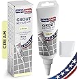 Tile Grout Repair, Cream 8.8 oz/250gr. Fast Drying Grout Repair Kit, Grout Filler Tube Repair Kit, Tile Grout Paint, Grout Sealer Restore and Renew Bathroom Floor, Tile Gaps, Joints, Lines