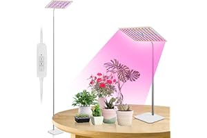 BESTVA 36W Grow Lights with Stand, Full Spectrum LED Plant Light, 12-59 Inch Height Adjustable Growing Lamp with Auto On/Off Timer 4H/8H/12H, 4 Dimmable Brightness