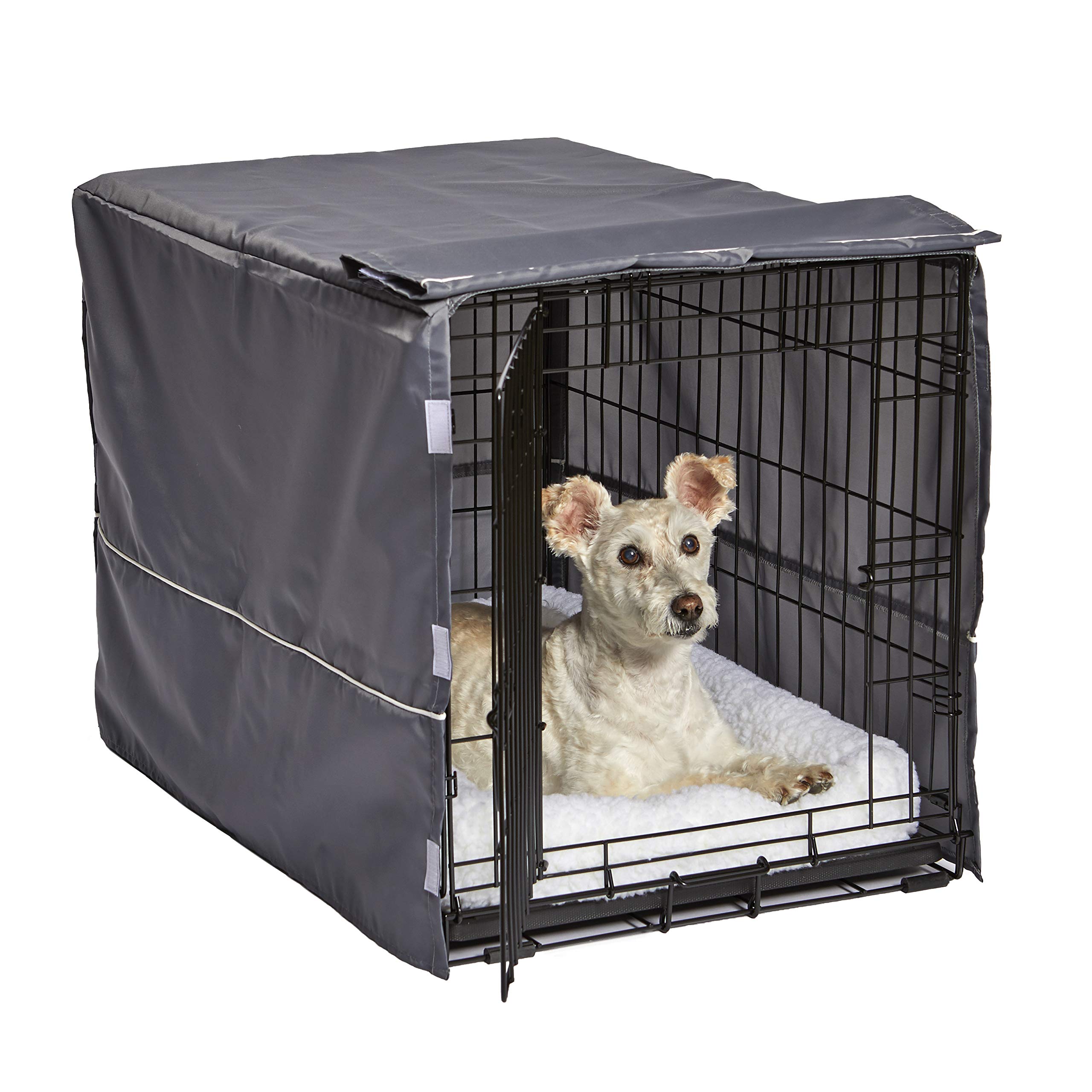 New World Medium Dog Crate Cover, Polyester Privacy Kennel Cover Fits Most 76 cm Crates, Light Gray, Machine Washable, Reduces Barking & Chewing