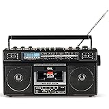 QFX J-220BT ReRun X Cassette Player Boombox with 4-Band Radio, MP3 Converter, and Bluetooth