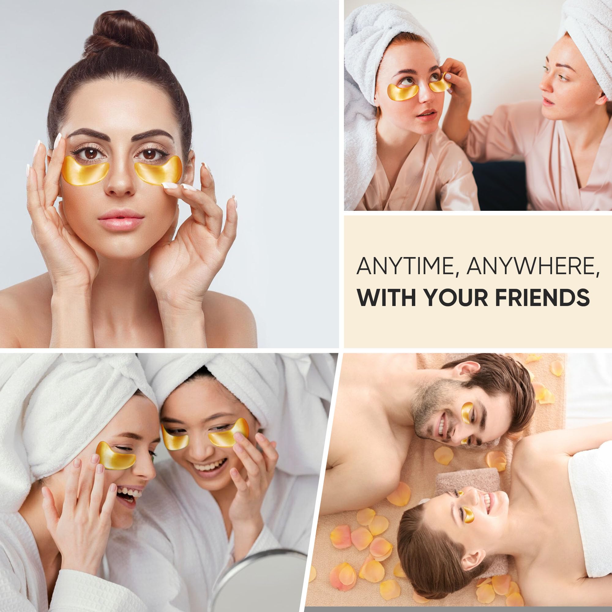 Bukamkom 20Pcs/10Pairs Under Eye Patches Gold for Dark Circles, Puffy Eyes, and Wrinkles, 24K Gold Eye Mask for Face, Eye Cream for Men and Women