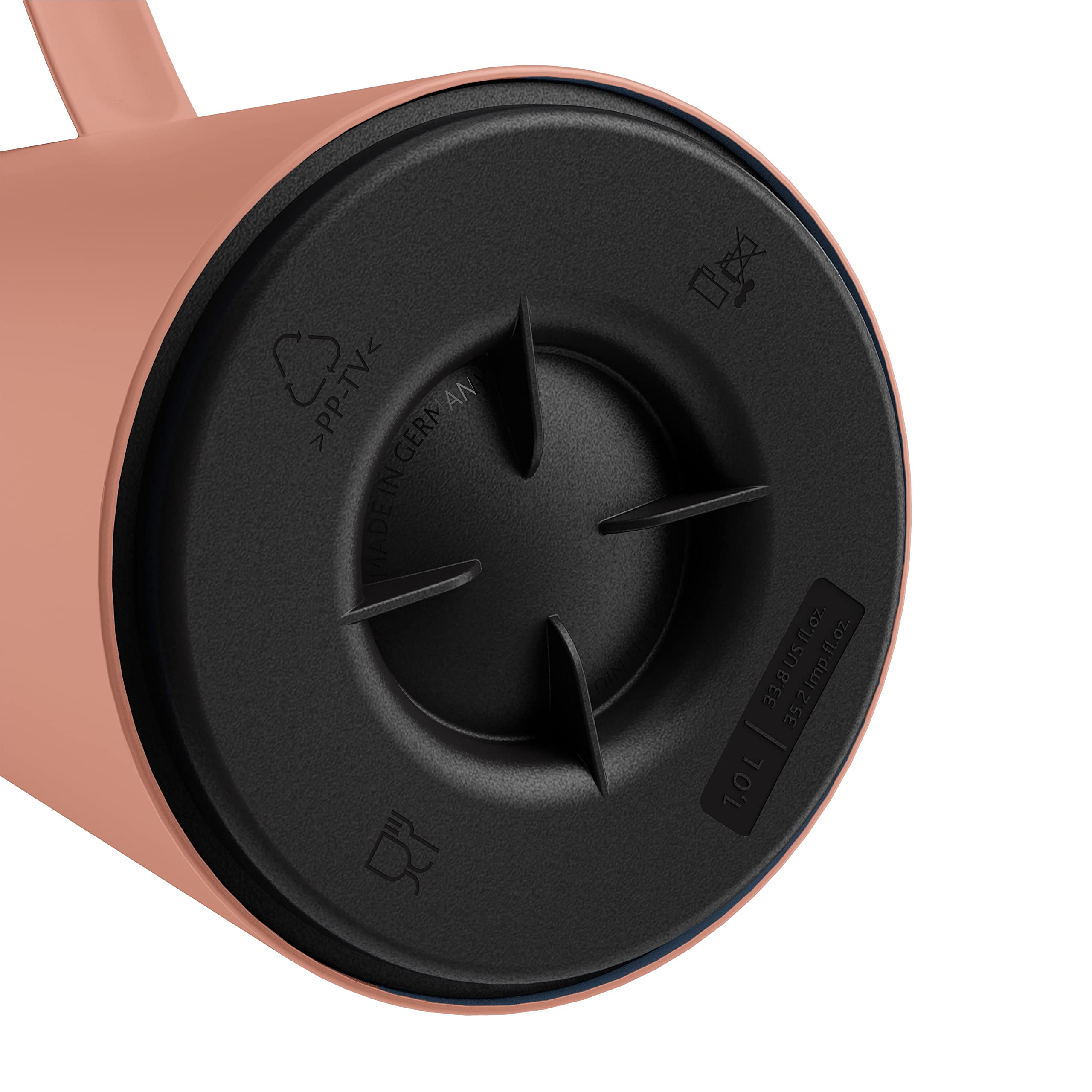 Emsa N41709 Motiva Isolierkanne | 1 Liter | Quick-Press-Verschluss | 12h heiß, 24h kalt | Glaskolben | Made in Germany | Nordisches Design | Terrakotta 2