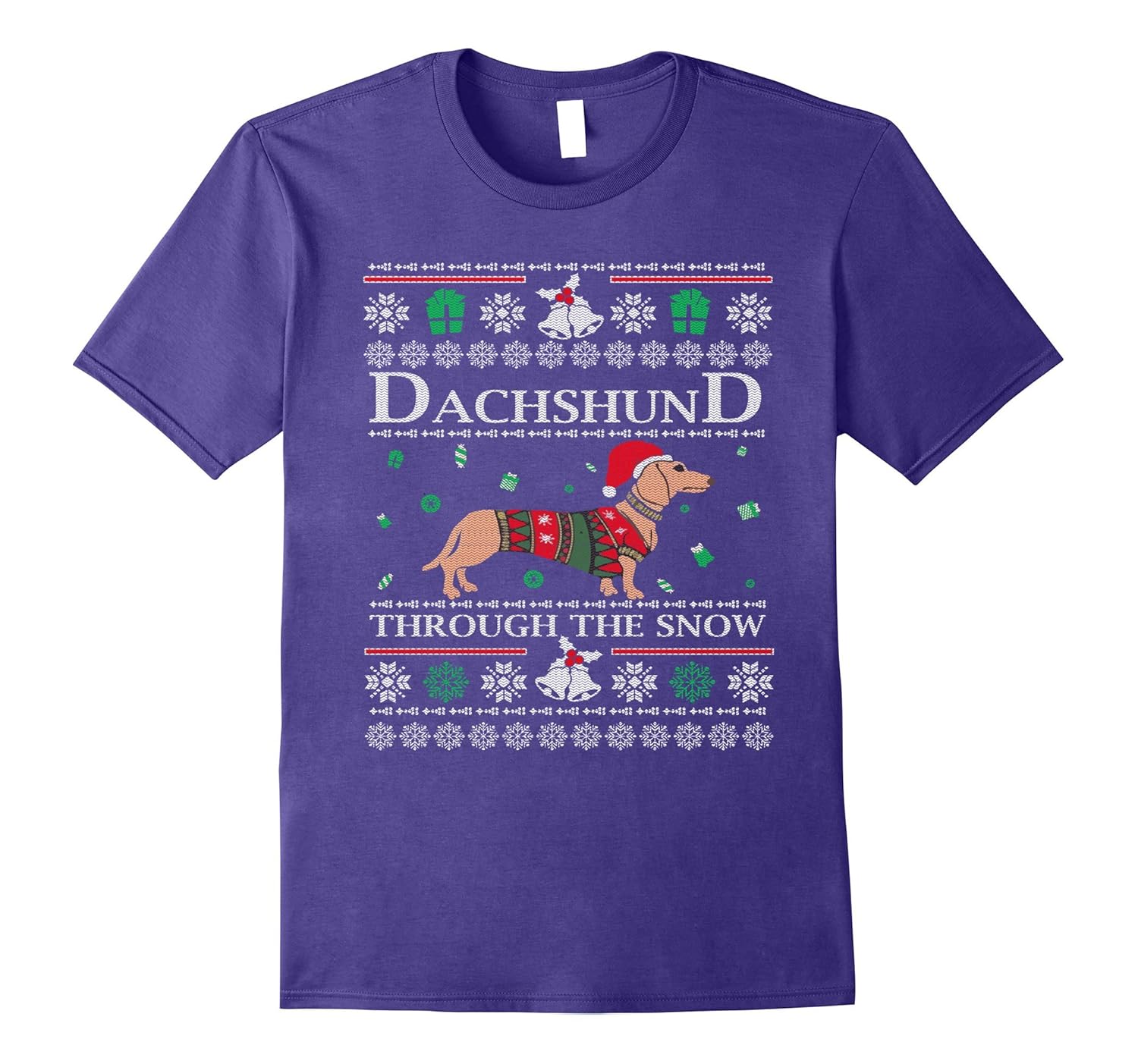 Dachshund Through The Snow T-Shirt Xmas Lover Dachshund Tee-ANZ