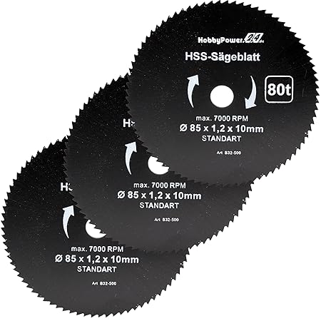 3 Stück Mini Handkreissäge Sägeblatt Holz Fein Ø85x10x1,2mm für Tauchsägen
