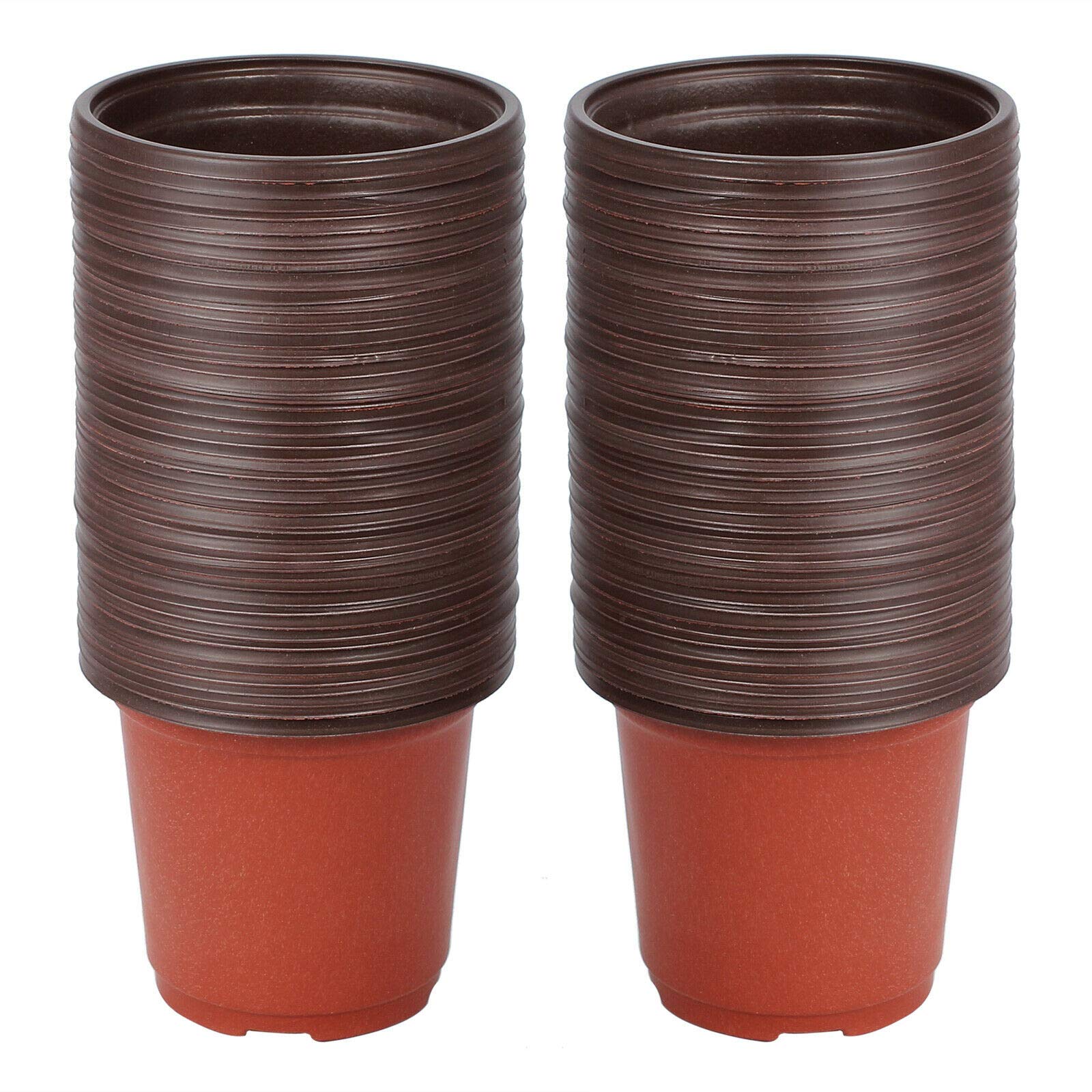 NETUME Plastic Plant Pots, 100pcs Lightweight Flower Pots for Seedling Cuttings,Flexible Small Nursery Pots Seed Trays Container with Drainage Holes for Outdoor Indoor Greenhouse,Round,4 inch/10cm