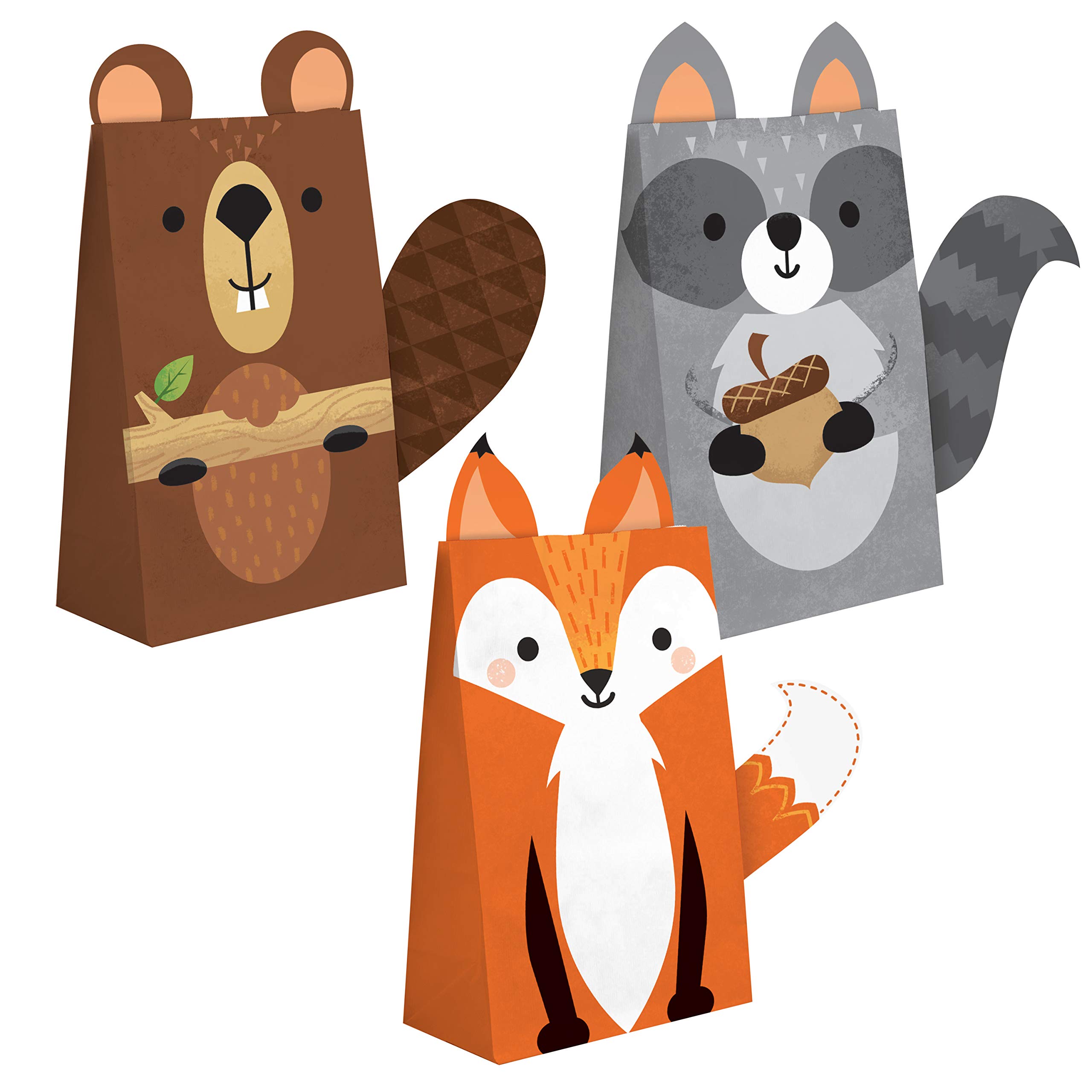 Wild One Woodland Animals Shaped | Paper Treats Bags 11.4 x 20cm | 8ct
