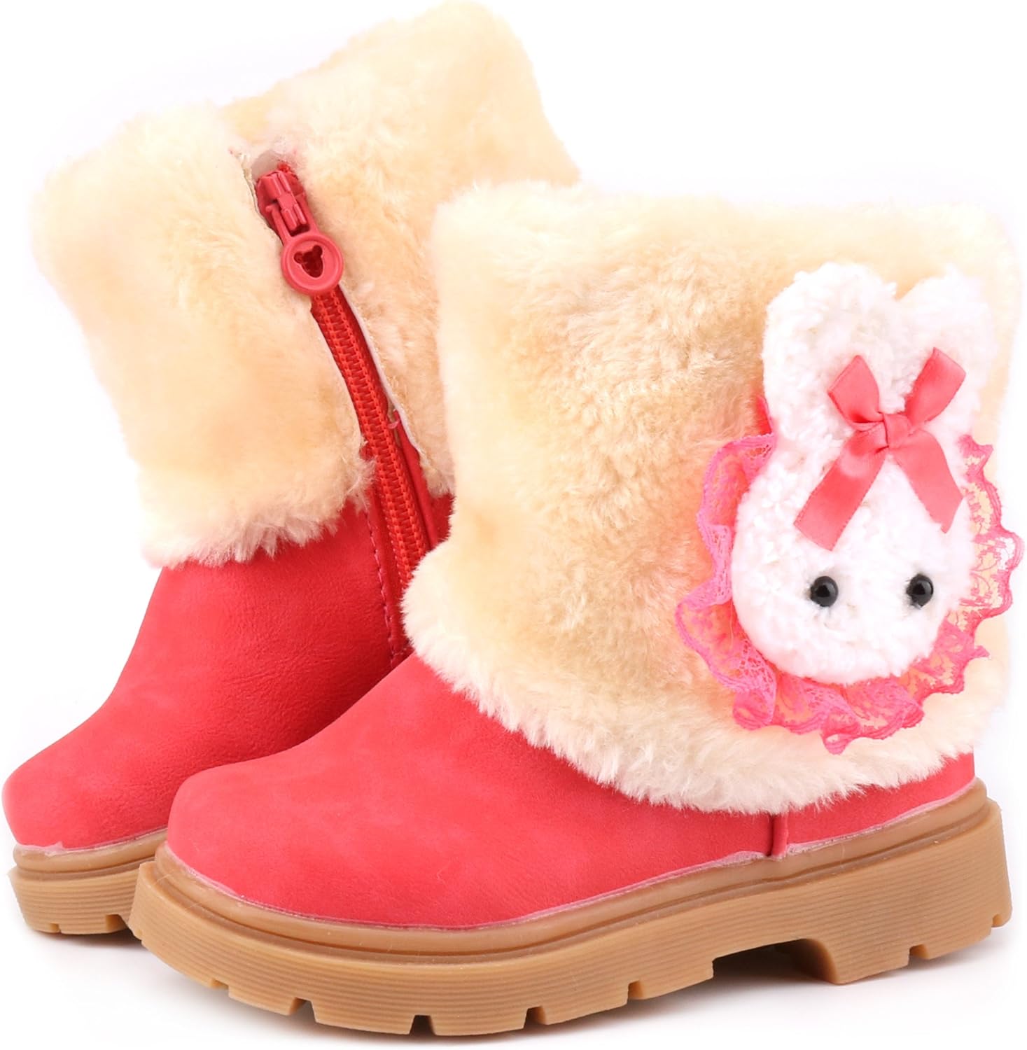 Femizee Baby Girls Infant Toddler Winter Fur Shoes Rabbit Snow Boots
