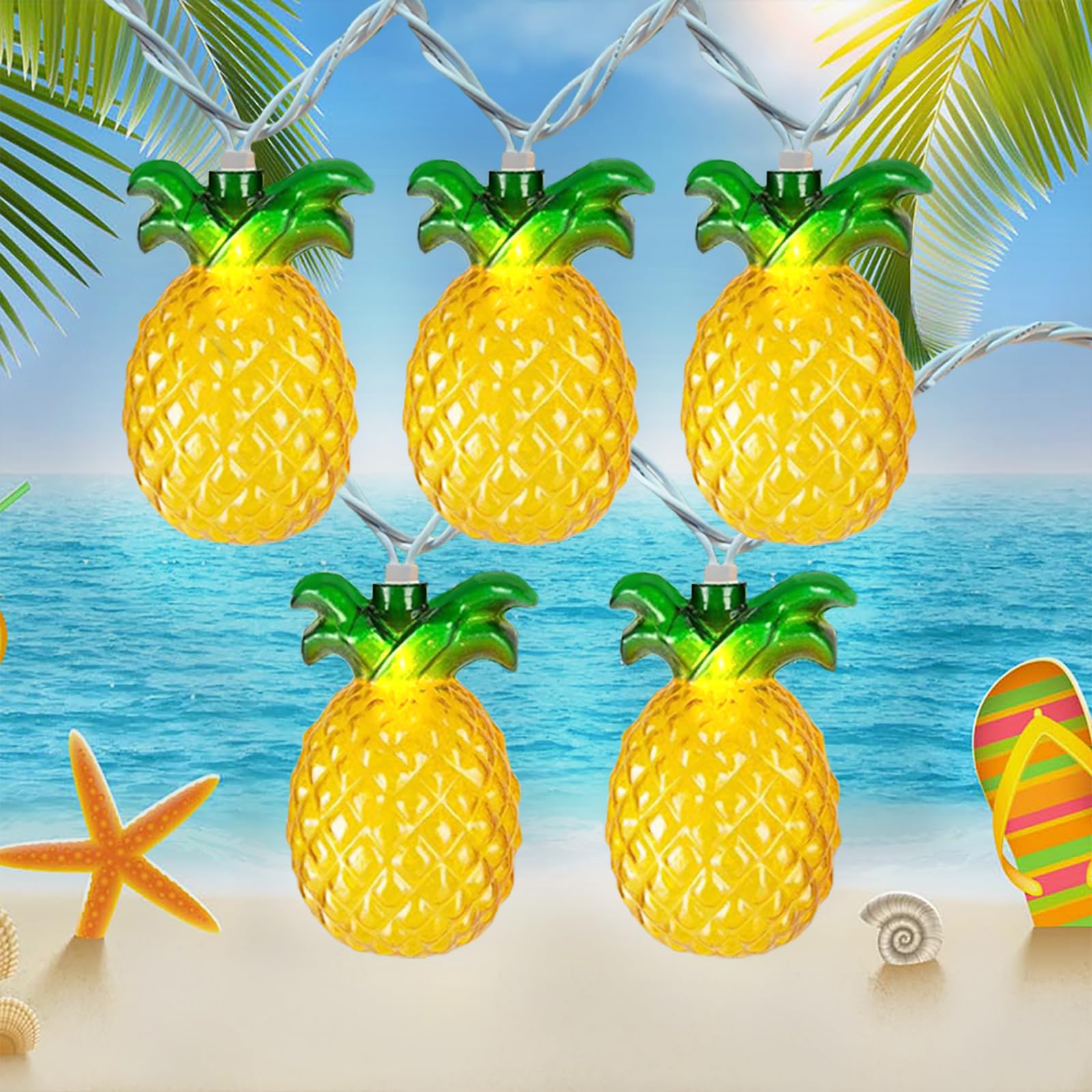 Photo 1 of Jasneniebo 8.5Ft Pineapple String Lights, Fairy String Lights with 10 Fanny Pineapple Lights for Patio Home Wedding Party Bedroom Birthday Hawaiian Tropical Tiki Decoration