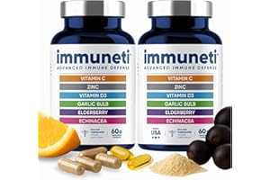 IMMUNETI NUTRITION Advanced Immune Support – Doctor Formulated 6-in-1 Daily Immunity Supplement Pack of 2 – Made in USA – With Vitamin C, D3, Zinc, Elderberry, Garlic & Echinacea – Provide Vital Nutrients & Antioxidants