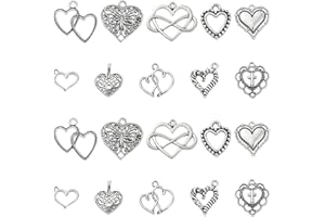 KitBeads 100pcs Tibetan Style Love Heart Charms Antique Silver Heart Charms for Jewelry Making Bracelets Necklace