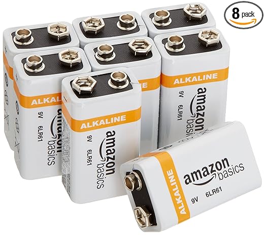 AmazonBasics 9 Volt Everyday Alkaline Battery - Pack of 8