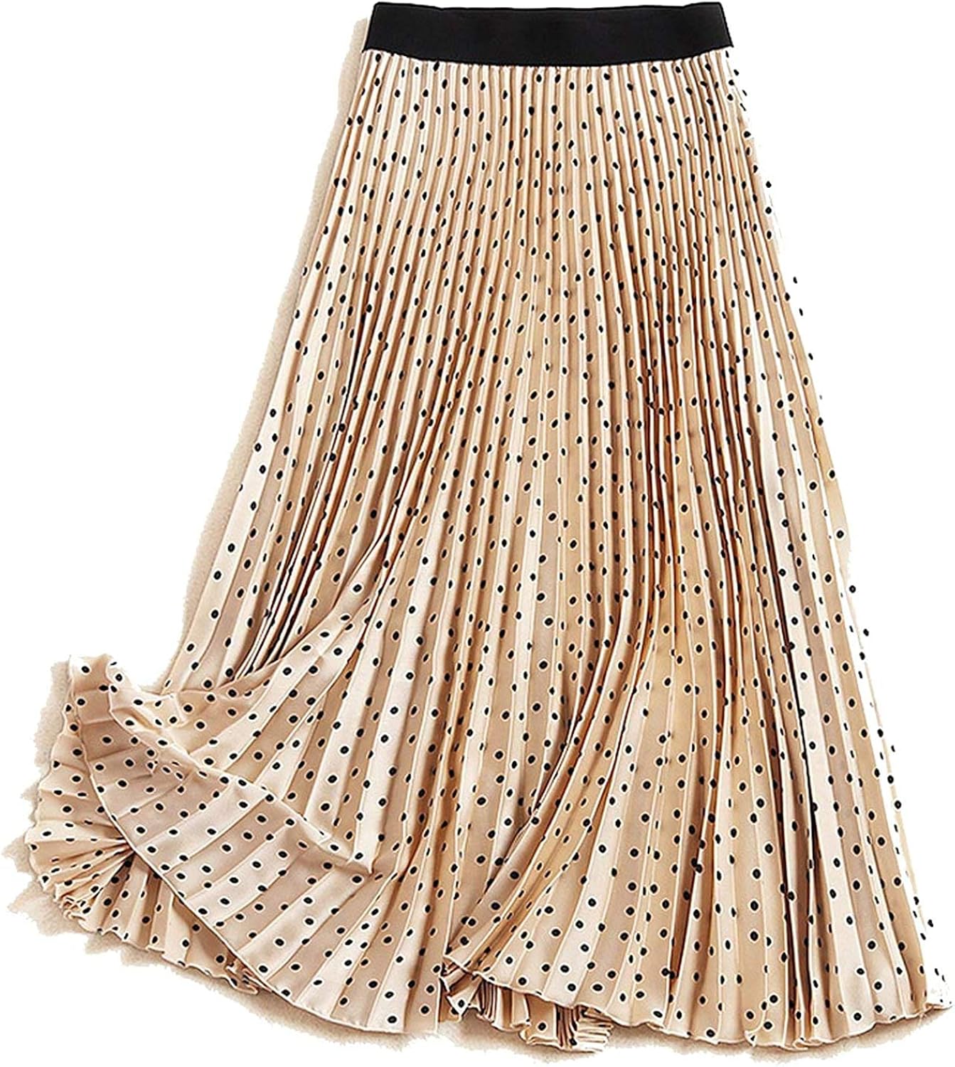 DRESSES Pleated Skirts Dots Print MidCalf Faldas Elastic High Waist A