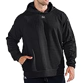 BROKIG Men's Waffle Knit Hoodies Pullover For Gym Workout Running,Loose Warm Casual Long-Sleeve Sweatshirts with Pocket