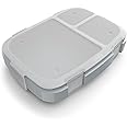 Bentgo Fresh Tray (Gray) with Transparent Cover - Reusable, BPA-Free, 4-Compartment Meal Prep Container with Built-In Portion Control for Healthy At-Home Meals and On-the-Go Lunches
