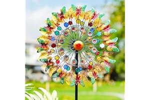LARIANDER Lairander Butterfly Outdoor Wind Spinners, 84'' Large Garden Wind Spinner, Metal Yard Art Wind Sculptures & Spinners, Garden Decor for Outside Yard Ornaments Clearance Gift for Family