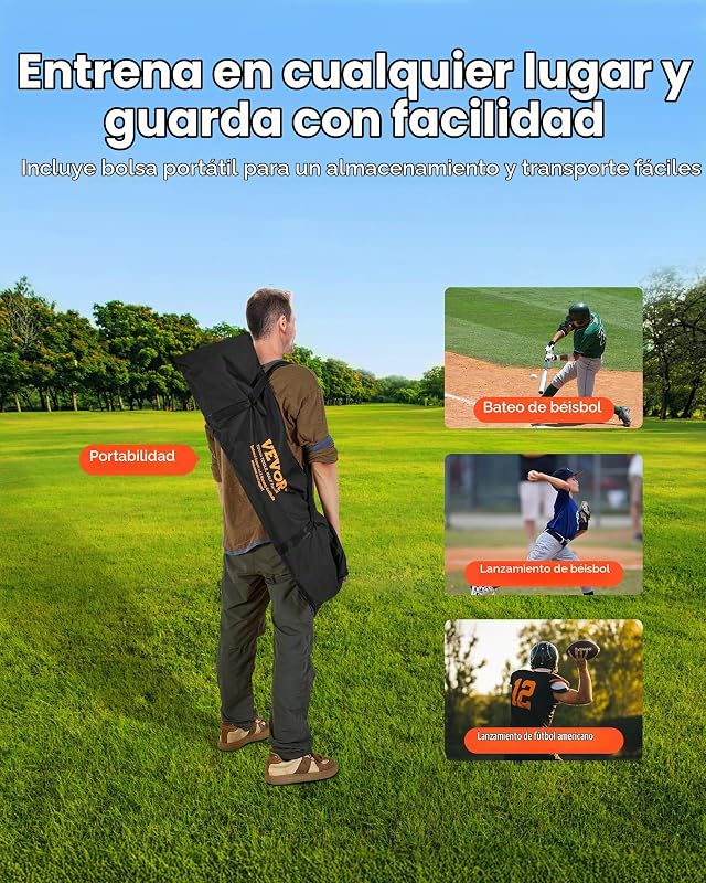 Rede de Lançamento para Treinador de Futebol Americano, 208 x 91 x 189 cm, Saco de Armazenamento Portátil, Correias e Rede Sem Nós, para Treino de Precisão de Passes do Quarterback, Vermelho