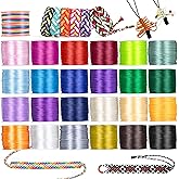 Nylon String for Bracelets, 25 Bright Color Shiny Nylon Cord, 1.5 mm Strong HTVRONT Satin Silk Cord for Kumihimo, Necklaces, Keychains Lanyards, Knotting, Beading, Macrame, Jewelry Making