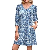 WIHOLL Women's Summer Dresses 3/4 Puff Sleeve Casual Sundress Dress with Pockets Beach Vacation 2026 Fashion